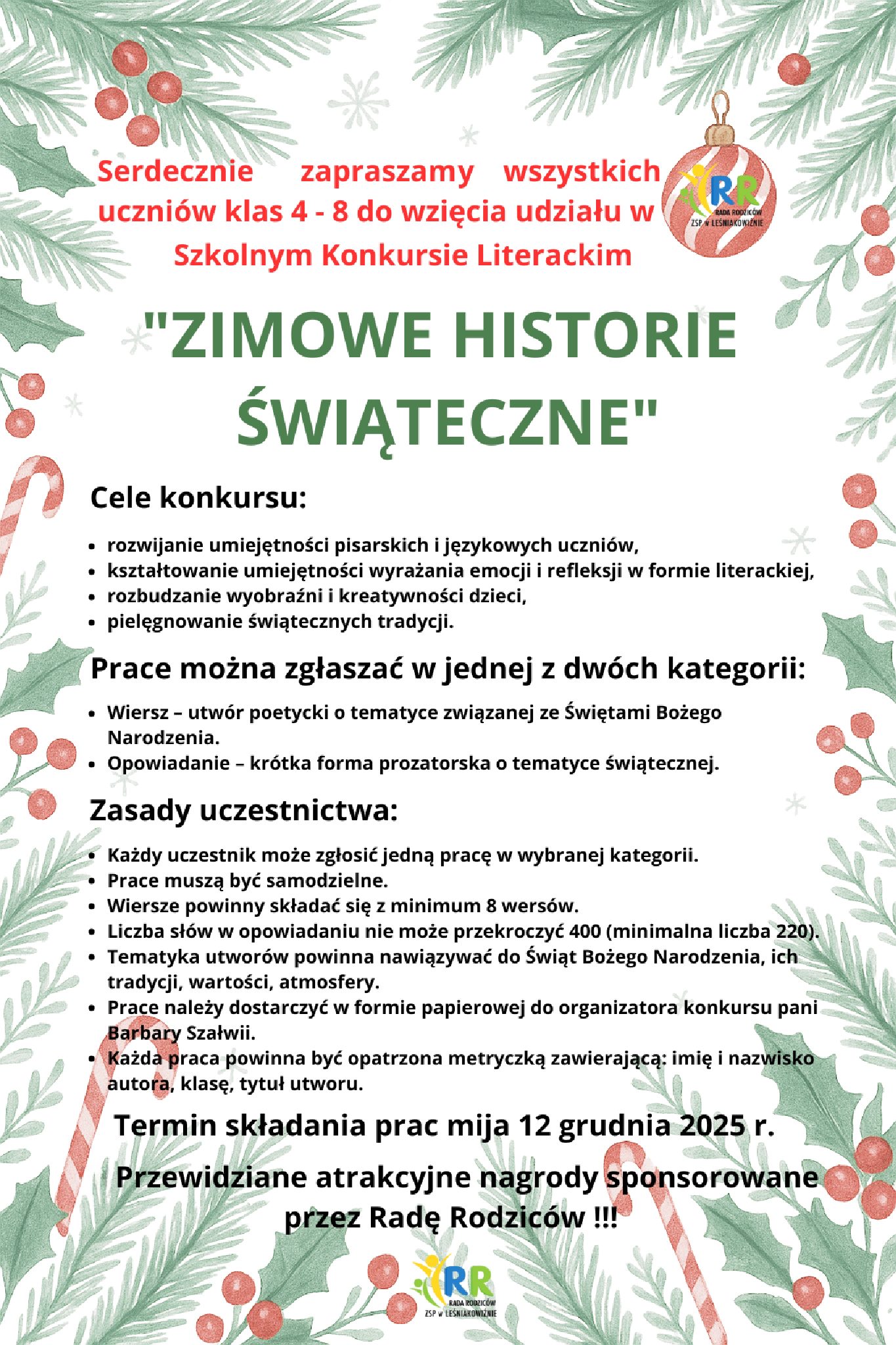 Konkurs literacki „Zimowe historie świąteczne”